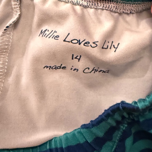 Millie loves Lily green and blue striped leggings Girls matching set size 14 - Picture 4 of 5